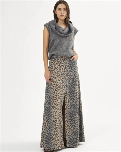 Natja Leopard Print Button Nederdel - Rabens Saloner